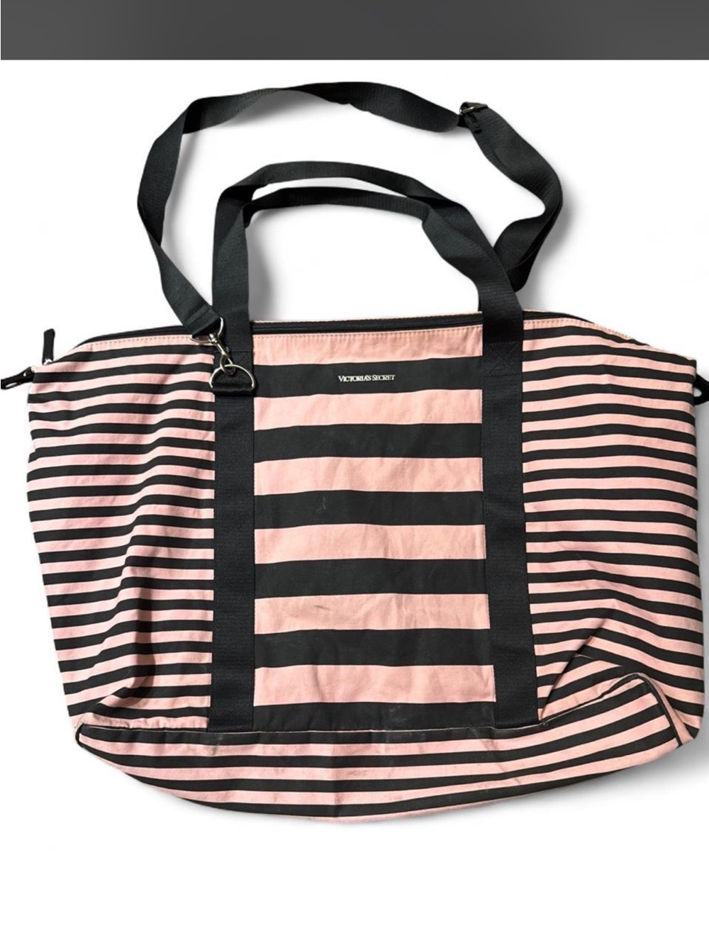 Victoria's Secret Pink and Black Striped Large Tote